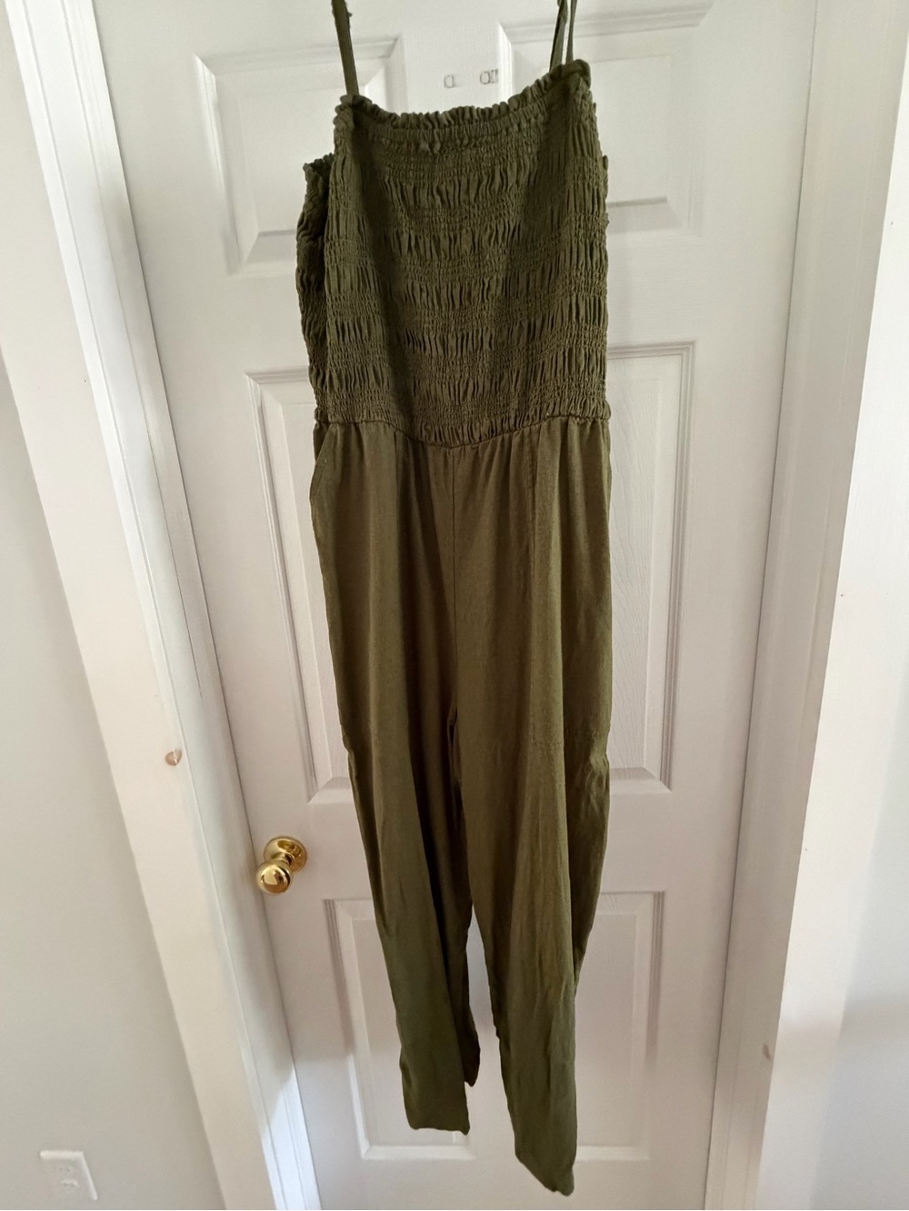 Olive Green Spaghetti Strap Jumpsuit